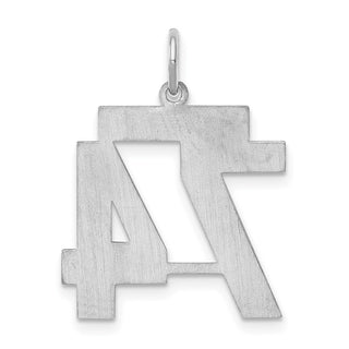 Sterling Silver Rhodium-plated Medium Satin Number 74 Charm