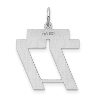 Sterling Silver Rhodium-plated Medium Satin Number 77 Charm