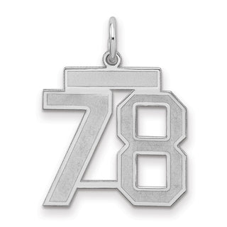Sterling Silver Rhodium-plated Medium Satin Number 78 Charm