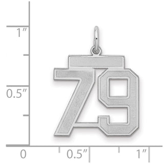 Sterling Silver Rhodium-plated Medium Satin Number 79 Charm