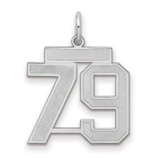 Sterling Silver Rhodium-plated Medium Satin Number 79 Charm