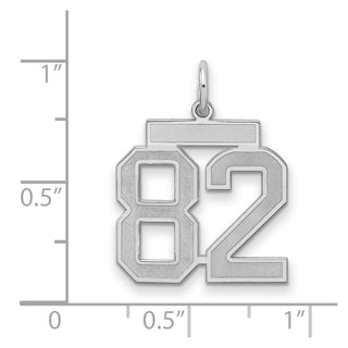 Sterling Silver Rhodium-plated Medium Satin Number 82 Charm