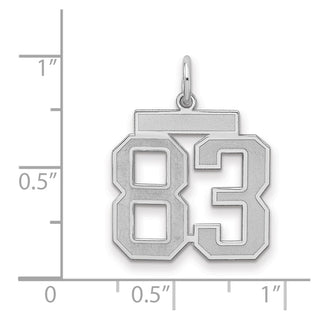 Sterling Silver Rhodium-plated Medium Satin Number 83 Charm