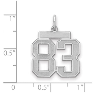 Sterling Silver Rhodium-plated Medium Satin Number 83 Charm