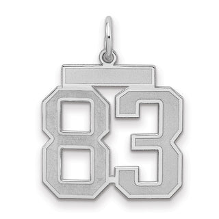 Sterling Silver Rhodium-plated Medium Satin Number 83 Charm