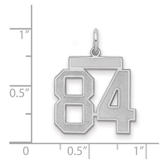 Sterling Silver Rhodium-plated Medium Satin Number 84 Charm