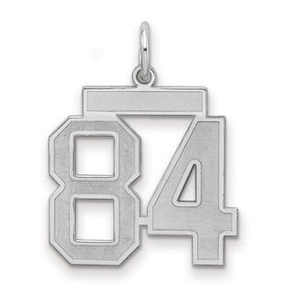 Sterling Silver Rhodium-plated Medium Satin Number 84 Charm