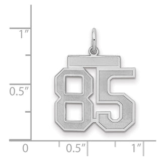 Sterling Silver Rhodium-plated Medium Satin Number 85 Charm