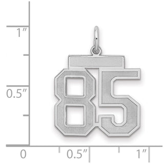 Sterling Silver Rhodium-plated Medium Satin Number 85 Charm