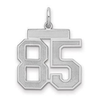 Sterling Silver Rhodium-plated Medium Satin Number 85 Charm