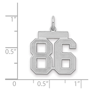 Sterling Silver Rhodium-plated Medium Satin Number 86 Charm