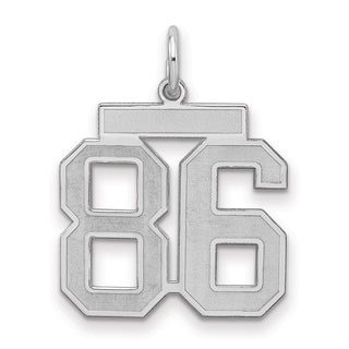 Sterling Silver Rhodium-plated Medium Satin Number 86 Charm