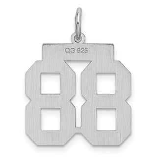 Sterling Silver Rhodium-plated Medium Satin Number 88 Charm