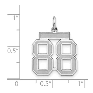 Sterling Silver Rhodium-plated Medium Satin Number 88 Charm