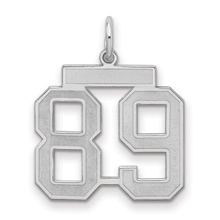 Sterling Silver Rhodium-plated Medium Satin Number 89 Charm