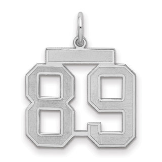 Sterling Silver Rhodium-plated Medium Satin Number 89 Charm