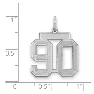 Sterling Silver Rhodium-plated Medium Satin Number 90 Charm