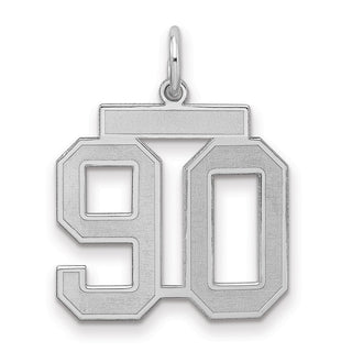 Sterling Silver Rhodium-plated Medium Satin Number 90 Charm