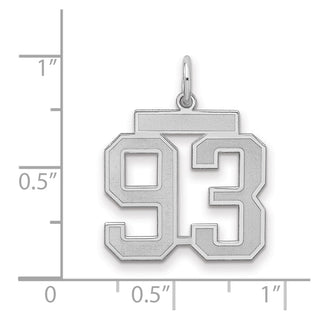 Sterling Silver Rhodium-plated Medium Satin Number 93 Charm