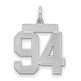 Sterling Silver Rhodium-plated Medium Satin Number 94 Charm