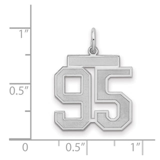 Sterling Silver Rhodium-plated Medium Satin Number 95 Charm