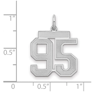 Sterling Silver Rhodium-plated Medium Satin Number 95 Charm