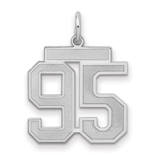 Sterling Silver Rhodium-plated Medium Satin Number 95 Charm