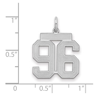 Sterling Silver Rhodium-plated Medium Satin Number 96 Charm