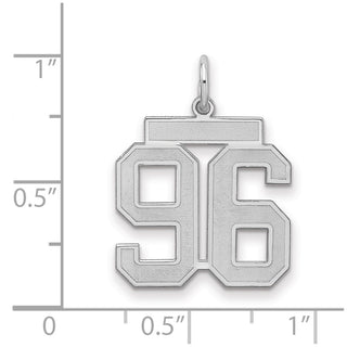 Sterling Silver Rhodium-plated Medium Satin Number 96 Charm