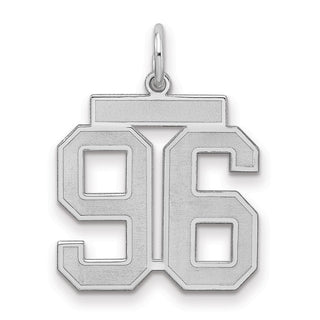 Sterling Silver Rhodium-plated Medium Satin Number 96 Charm