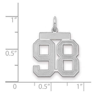 Sterling Silver Rhodium-plated Medium Satin Number 98 Charm