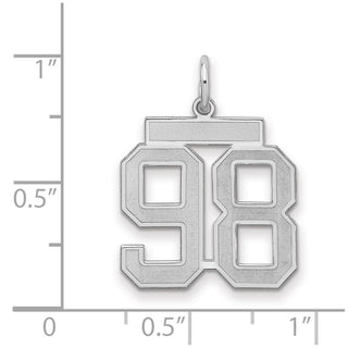 Sterling Silver Rhodium-plated Medium Satin Number 98 Charm