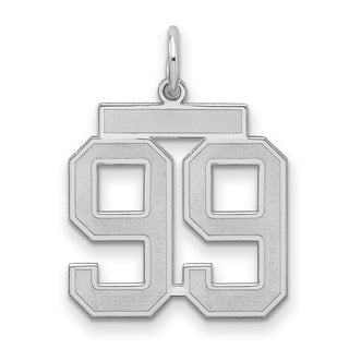 Sterling Silver Rhodium-plated Medium Satin Number 99 Charm