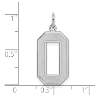 Sterling Silver Rhodium-plated Large Satin Number 0 Charm