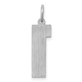 Sterling Silver Rhodium-plated Large Satin Number 1 Charm