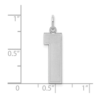 Sterling Silver Rhodium-plated Large Satin Number 1 Charm