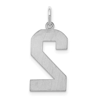 Sterling Silver Rhodium-plated Large Satin Number 2 Charm