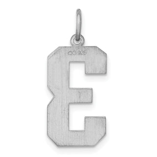 Sterling Silver Rhodium-plated Large Satin Number 3 Charm