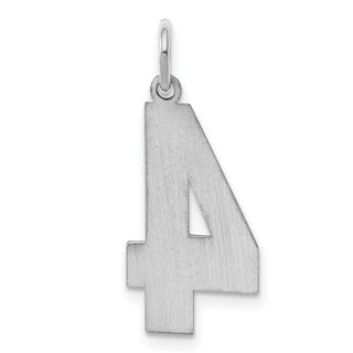 Sterling Silver Rhodium-plated Large Satin Number 4 Charm