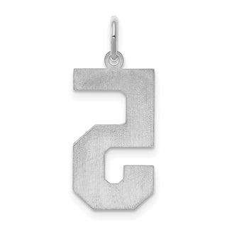 Sterling Silver Rhodium-plated Large Satin Number 5 Charm