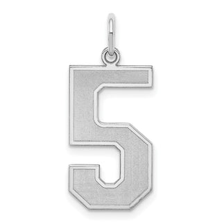 Sterling Silver Rhodium-plated Large Satin Number 5 Charm