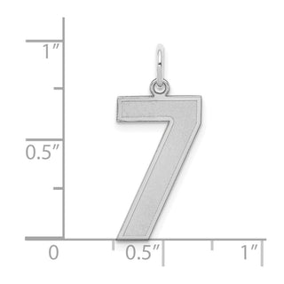 Sterling Silver Rhodium-plated Large Satin Number 7 Charm