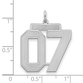 Sterling Silver Large Satin Number 7 w/Top Charm