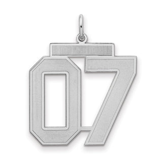 Sterling Silver Large Satin Number 7 w/Top Charm