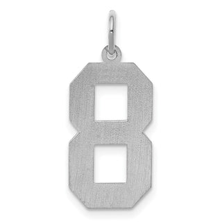 Sterling Silver Rhodium-plated Large Satin Number 8 Charm