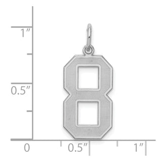 Sterling Silver Rhodium-plated Large Satin Number 8 Charm