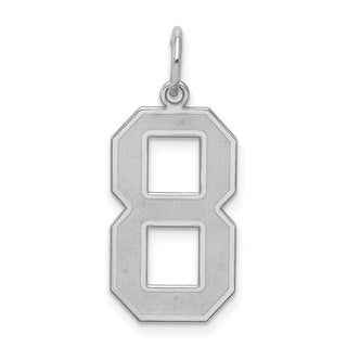 Sterling Silver Rhodium-plated Large Satin Number 8 Charm