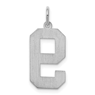 Sterling Silver Rhodium-plated Large Satin Number 9 Charm