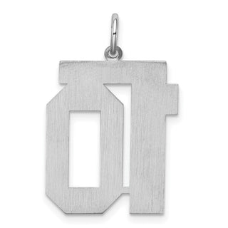 Sterling Silver Rhodium-plated Large Satin Number 10 Charm