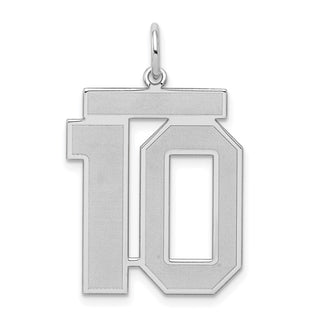 Sterling Silver Rhodium-plated Large Satin Number 10 Charm